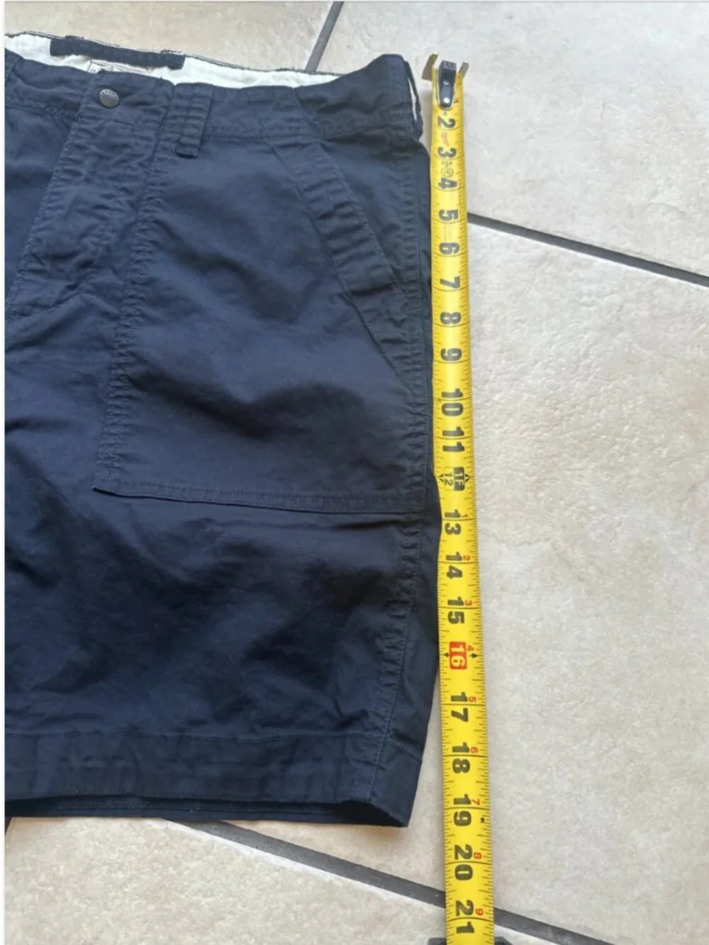 Relwen Mens Navy Blue Chino Shorts Size 34 Utility Panel Stretch Cotton 121082